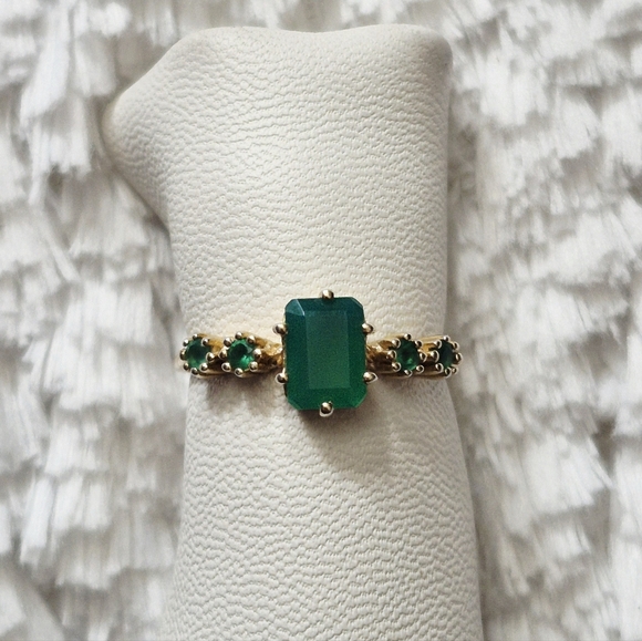 Stampd Jewelry - 14k Yellow Gold Vermeil Emerald Engagement Ring